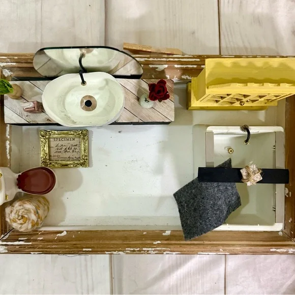 Miniature Bathroom InteriorHandcrafted Dollhouse Scene